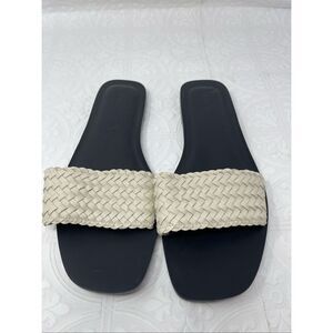 Madewell The Cora Slide Sandal in Woven Leather Sz 12